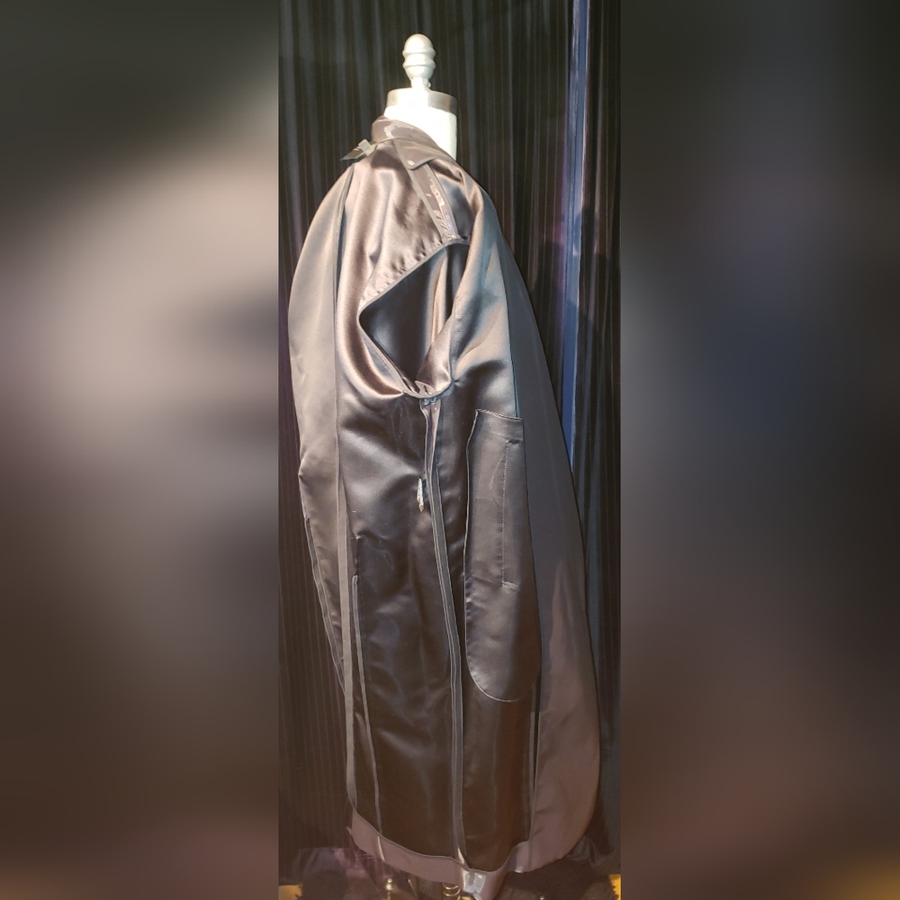Donna Karan Black Label silk cocoon tailored sleeves glossy black coat - Picture 16 of 16
